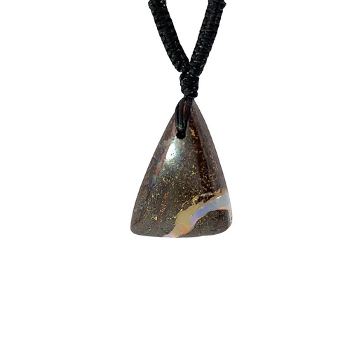 [001054] Natural Boulder Opal Pendant on Black Cord