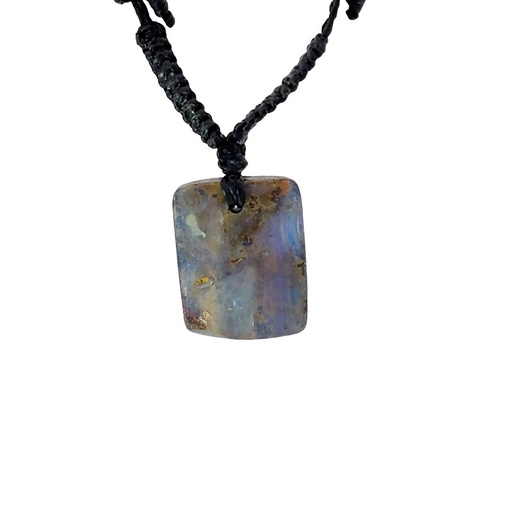 [001055] Natural boulder Opal Pendant on Black Cord