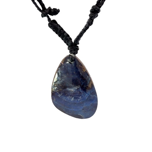 [001059] Natural Boulder Opal on Macramé Black Cord