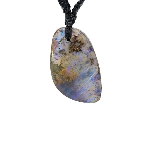 [001060] Natural Boulder Opal on Macramé Black Cord