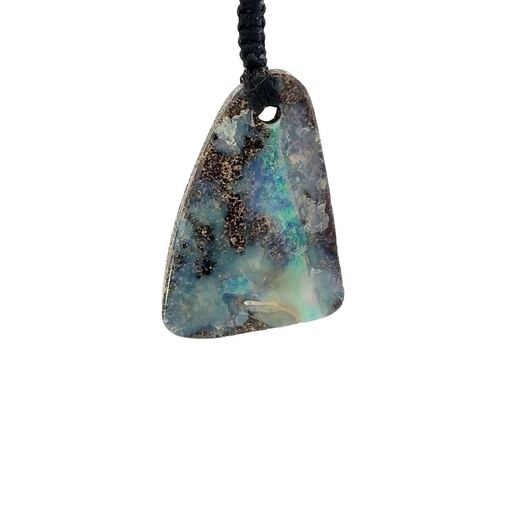 [001064] Boulder Opal Pendant on Black Macramé Cord
