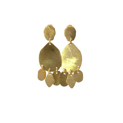 [001066] Gold Plated Brass Textured Drop Earrings