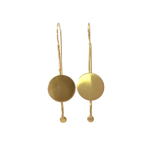 [001078] Brush Finish Gold Plated Disc Earrings