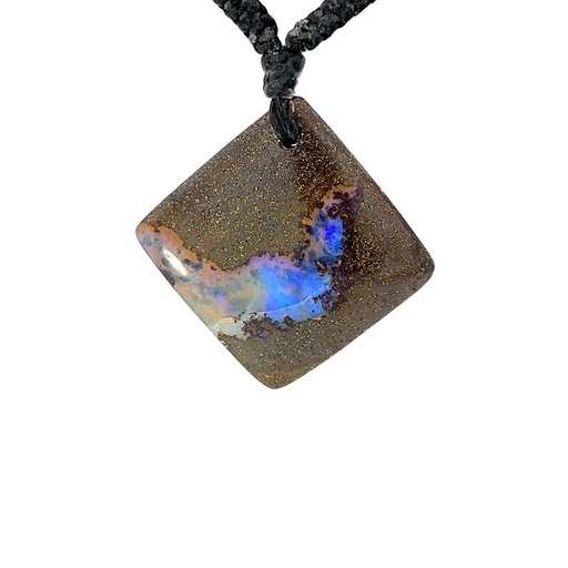 [001080] Australian Boulder Opal on Black Cord