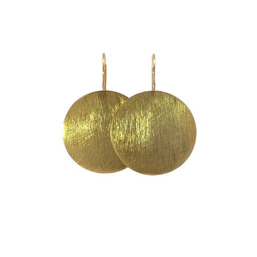 [001081] Brush Finish Gold Plated Flat Disc Earrings