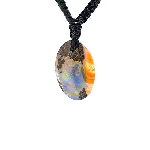[001094] Natural Boulder Opal on Macramé Black Cord
