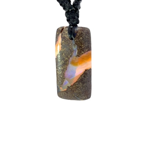 [001095] Natural Boulder Opal on Macramé Black Cord