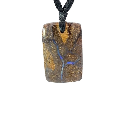 [001096] Natural Boulder Opal on Macramé Black Cord