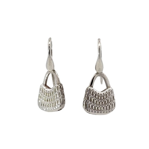 [001106] Silver Earrings | Woven String Bilum