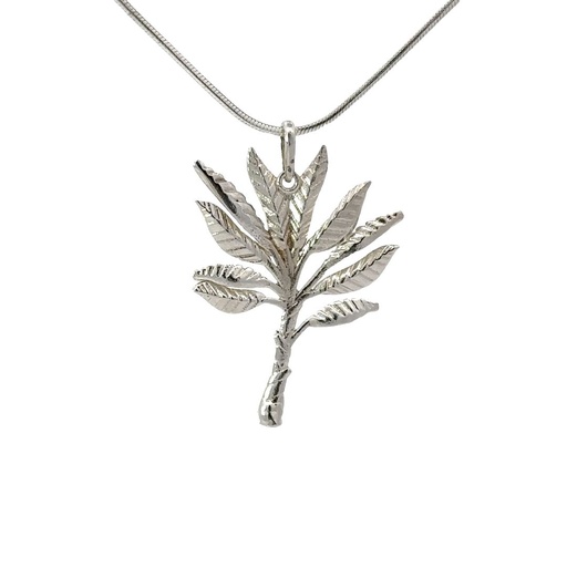 [001110] Large Sterling Silver Banana Leaf Pendant