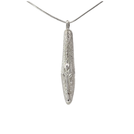 [001126] Silver Crocodile Long Mask Pendant