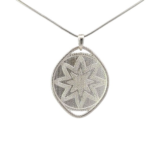 [001131] Large Sterling Silver Goroka Basket Pendant