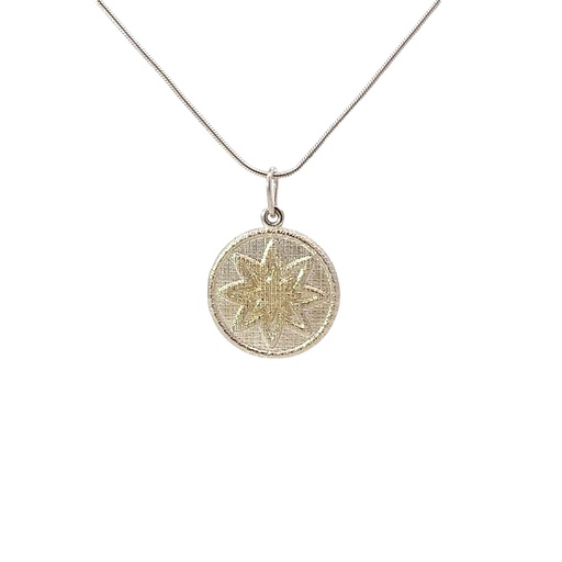 [001134] Small 8 Star Pattern Goroka Basket Pendant