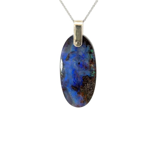 [001181] Sterling Silver Boulder Opal Pendant