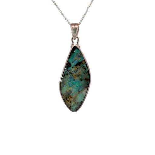 [001184] Sterling Silver Boulder Opal Pendant