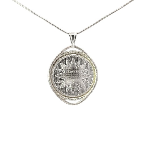 [001198] Large Sun Pattern Goroka Basket Pendant