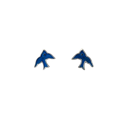 [001293] Children Sterling Silver Blue Bird Stud Earrings