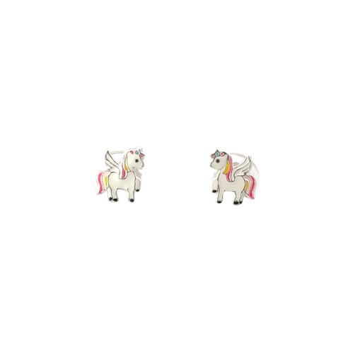 [001363] Children Sterling Silver Yellow & Pink Unicorn Stud Earrings