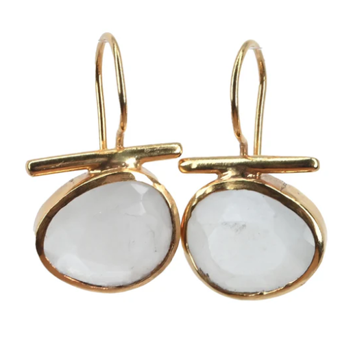 [001376] Moonstone Earrings | Gold Plated Brass