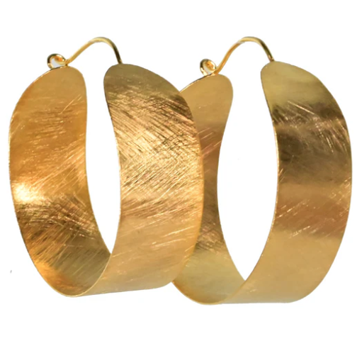 [001391] Gold Plated Brass Hoop Earrings