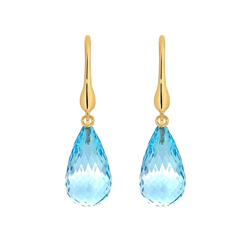 [001450] Blue Topaz Earrings | Briolettes 9K