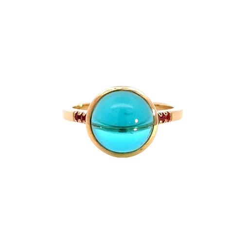 [001456] Ruby and Glass Ring in Yellow Gold