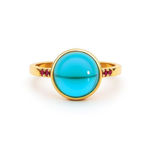 [001456] Ruby and Glass Ring in Yellow Gold