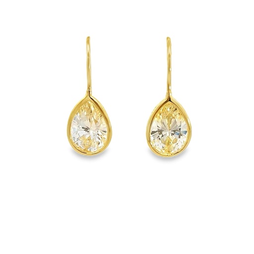 [001467] Earrings | Gold Plated Champagne Cubic Teardrop