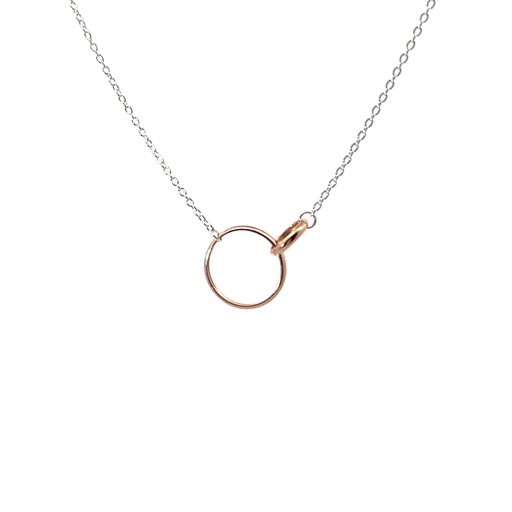 [001492] Petals Silver Necklace "Granddaughter"  With Linked Circles