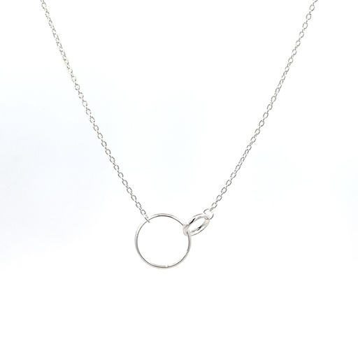 [001494] Petals Silver Necklace With Linked Circles "Niece"