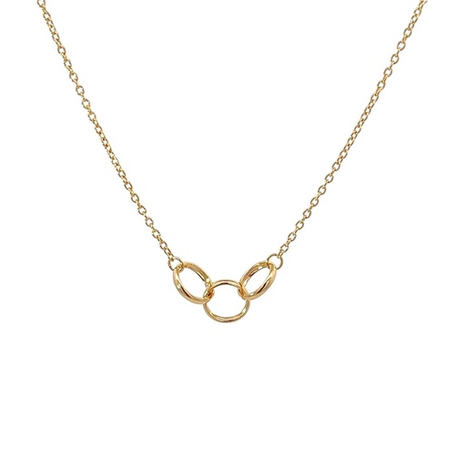 [001497] Petals Silver Necklace "Mother & Daughter & Son" With Linked Circles