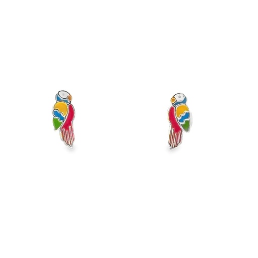 [001506] Children Sterling Silver Rainbow Enamel Bird Earrings