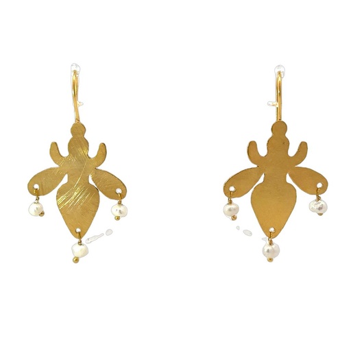 [001569] Earrings | Dazzling Gold Plated Brass with Pearls