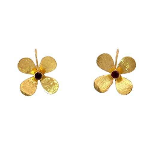 [001570] Earrings | Gold Plated Brass Flower Design