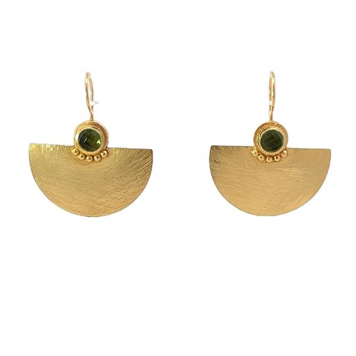[001575] Earrings | Gold Plated Brass Half Moons