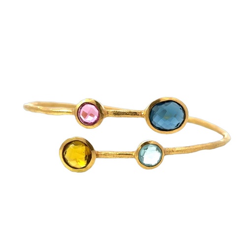 [001583] Cuff Set With Colourful Gemstones |Gold Plated Brass