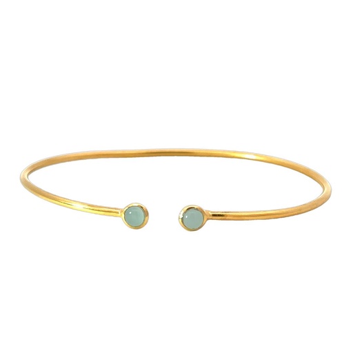 [001601] Cuff | Chalcedony Twin Set In Yellow Gold Plated Brass