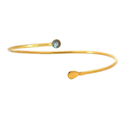 [001605] Labradorite Cuff In Yellow Gold Plated Brass