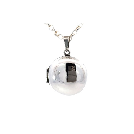 [7590SISPLOCKET] Round Photo Locket Pendant In Sterling Silver