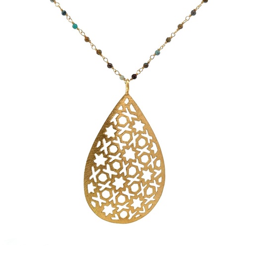 [001621] Necklace | Gold Plated with Mixed Agate