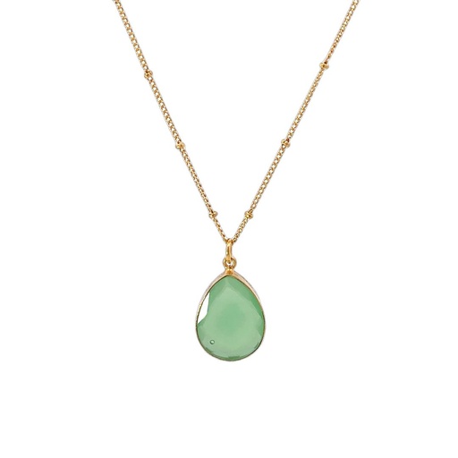 [001625] Necklace | Gold Plated with Dyed Green Agate