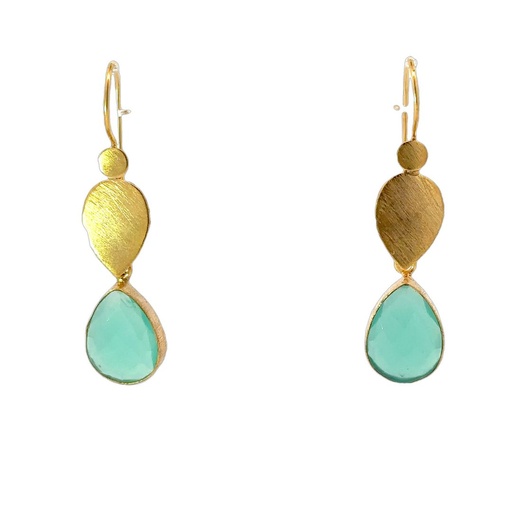 [001635] Dangling Earrings | Gold Plated Brass Design with Stone