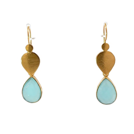 [001637] Dangling Earrings | Gold Plated Brass Design with Stone