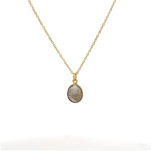 [001639] Necklace With Labradorite Pendant | Gold Plated Brass
