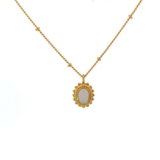 [001640] Necklace With Moonstone Pendant | Gold Plated Brass