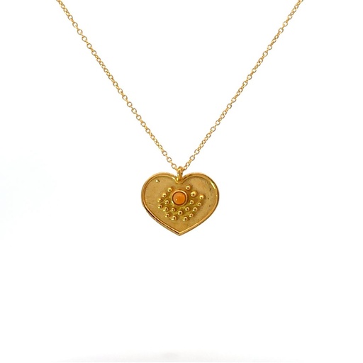 [001643] Necklace With Heart Pendant | Gold Plated Brass