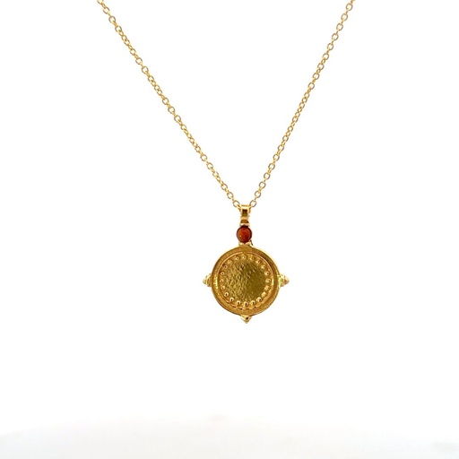 [001645] Necklace with Circle Pendant | Gold Plated Brass