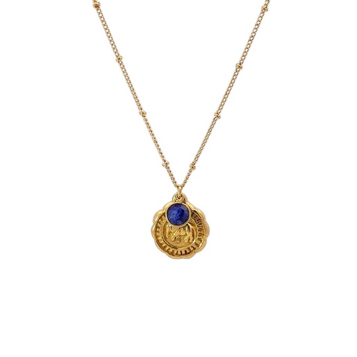 [001646] Necklace with Circle Elephant Pendant | Gold Plated Brass