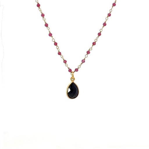 [001647] Necklace with Purple Pendant | Mixed Stones