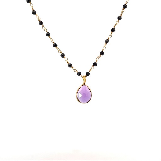 [001648] Necklace with Purple Pendant | Mixed Stones